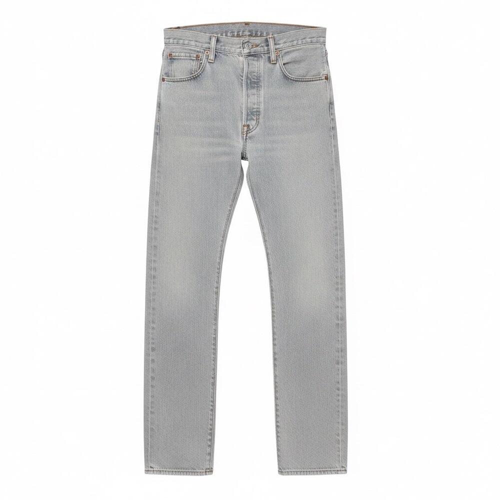Levis 501 Jeans Mens 33x32 Gray Light Wash Denim Regular Fit Straight Button Fly